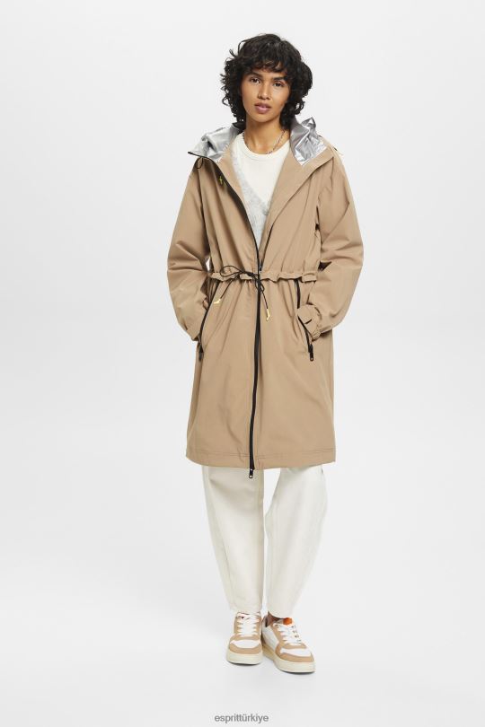 Kabanlar Esprit kapüşonu ipli yağmurluk deve kadınlar FPP26306