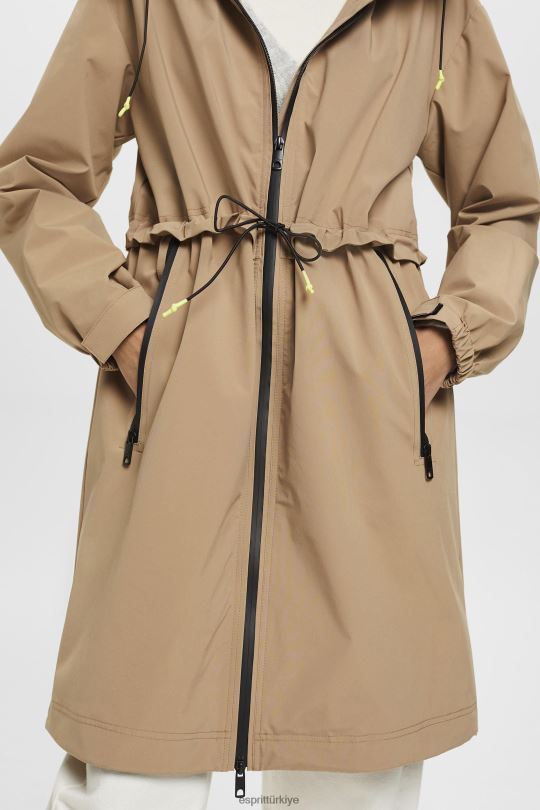 Kabanlar Esprit kapüşonu ipli yağmurluk deve kadınlar FPP26306