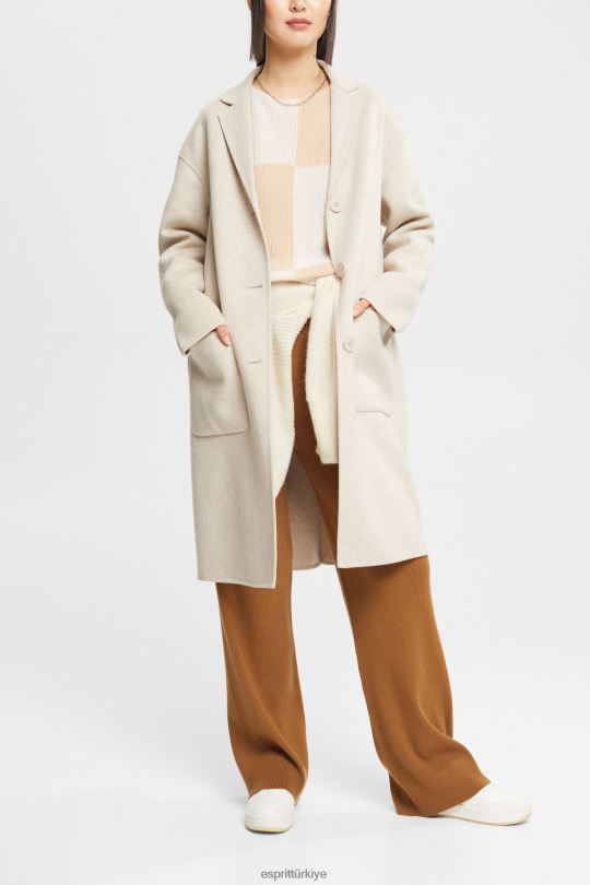 Kabanlar Esprit yün karışımı ceket krem bej kadınlar FPP26561