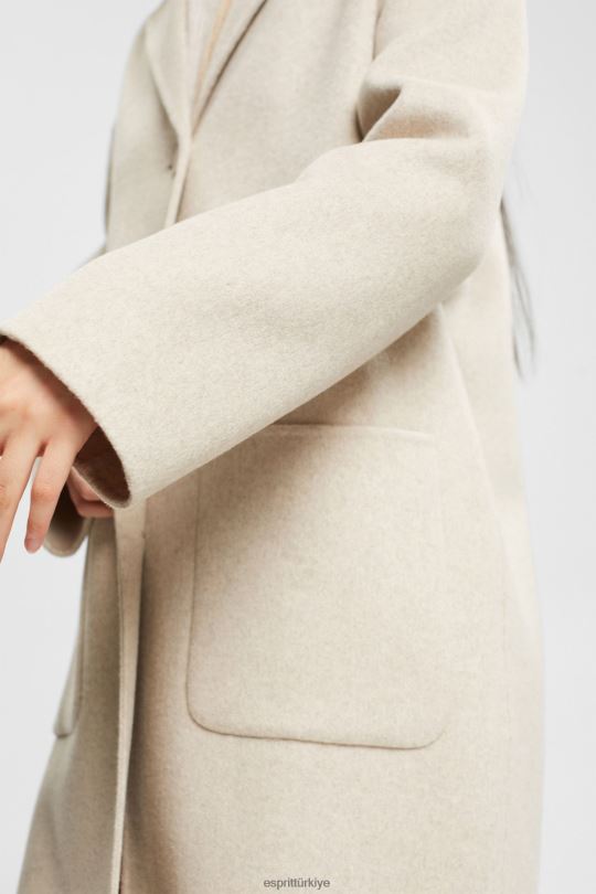 Kabanlar Esprit yün karışımı ceket krem bej kadınlar FPP26561