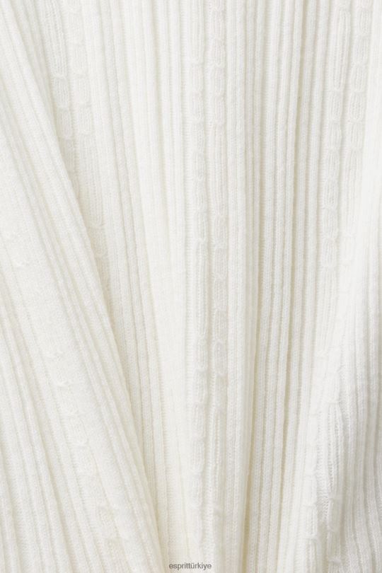 kazak Esprit V yakalı keten keten üst Beyaz kapalı kadınlar FPP26305