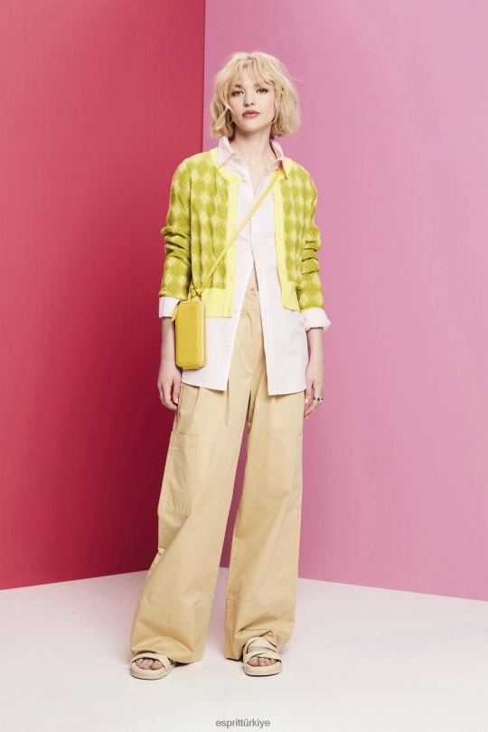 kazak Esprit baklava desenli hırka beyaz kadınlar FPP2685