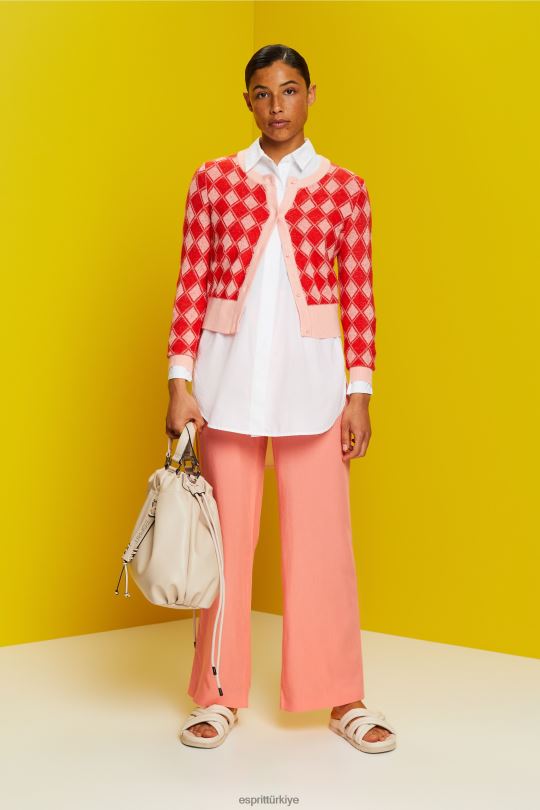 kazak Esprit baklava desenli hırka beyaz kadınlar FPP2686