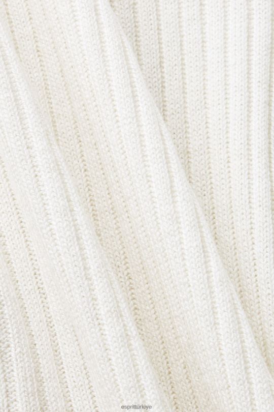 kazak Esprit fitilli, kolsuz kazak, keten karışımlı Beyaz kapalı kadınlar FPP26108