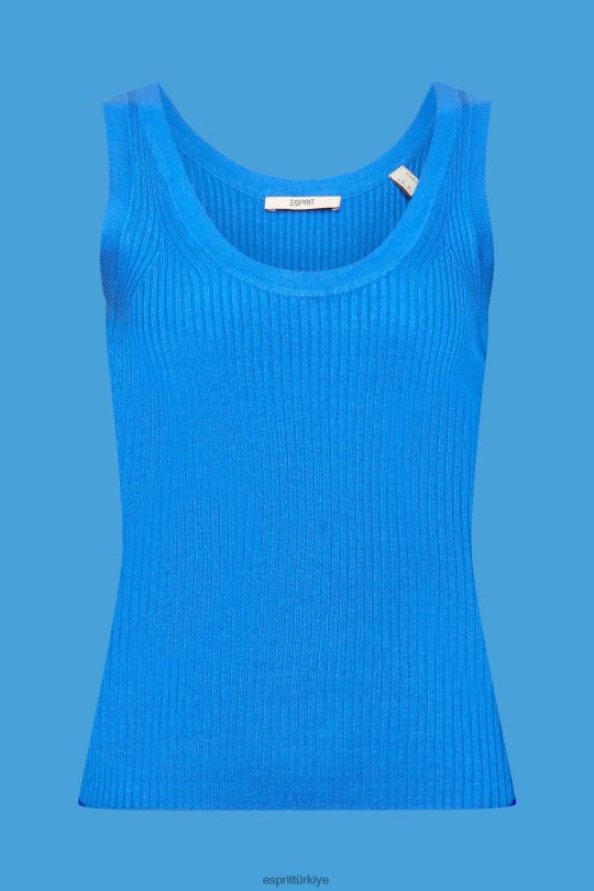 kazak Esprit fitilli, kolsuz kazak, keten karışımlı açık mavi kadınlar FPP26109