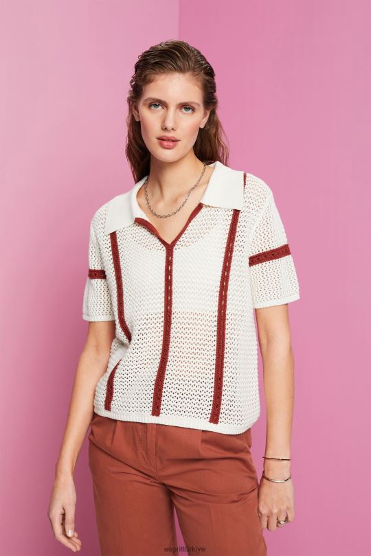 kazak Esprit kısa kollu polo kazak buz kadınlar FPP26105
