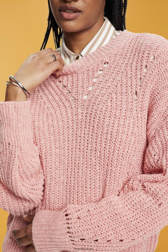 kazak Esprit kablo örgü kazak pembe kadınlar FPP26273