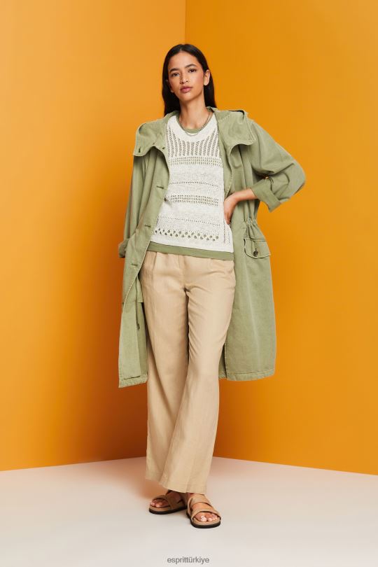 kazak Esprit muline kolsuz kazak, pamuk karışımlı buz kadınlar FPP26107