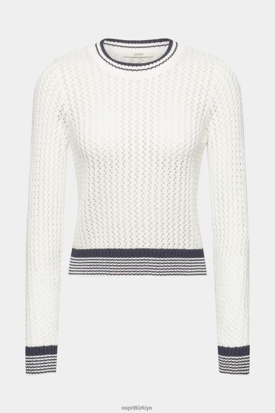 kazak Esprit organik pamuktan yapılı kazak Beyaz kapalı kadınlar FPP26275