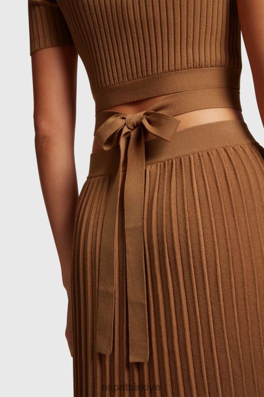 kazak Esprit pilili üst kahverengi kadınlar FPP26375