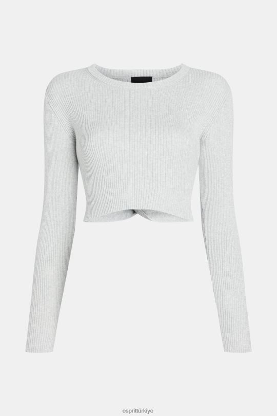 kazak Esprit sırtı bükülmüş metalik kazak beyaz kadınlar FPP26357