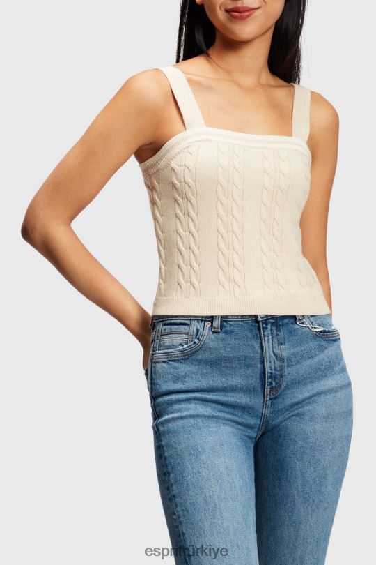 kazak Esprit yunus logolu kablolu kazak kaşkorse açık bej kadınlar FPP26409