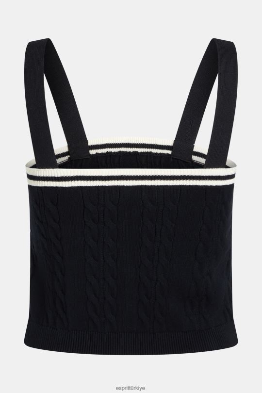 kazak Esprit yunus logolu kablolu kazak kaşkorse siyah kadınlar FPP26408