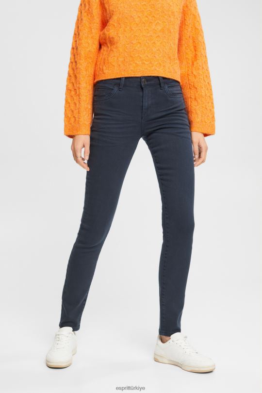 kot Esprit orta belli slim fit streç jean pantolon petrol mavisi kadınlar FPP26565