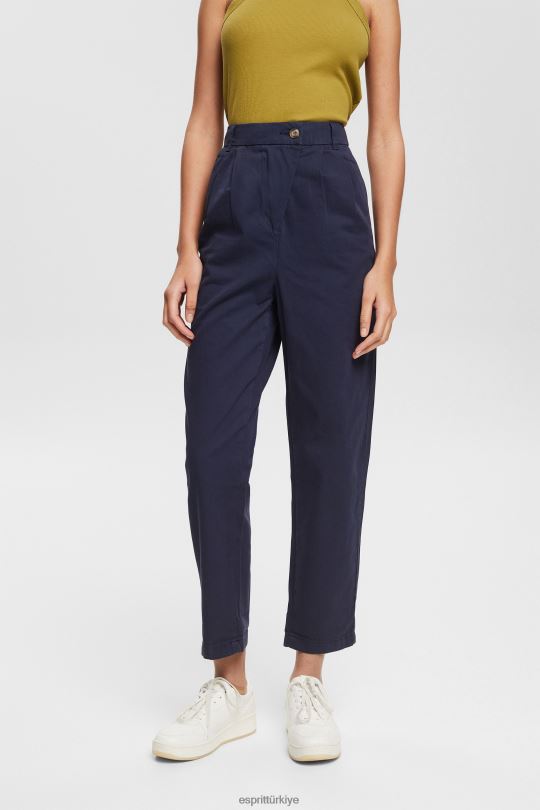 pantolon ve pantolon Esprit yüksek belli chinos, %100 pima pamuğu Donanma kadınlar FPP26344