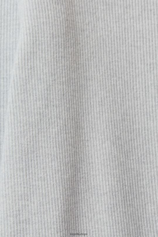 pantolon ve pantolon Esprit yüksek belli ribana örgü pantolon açık gri kadınlar FPP26466