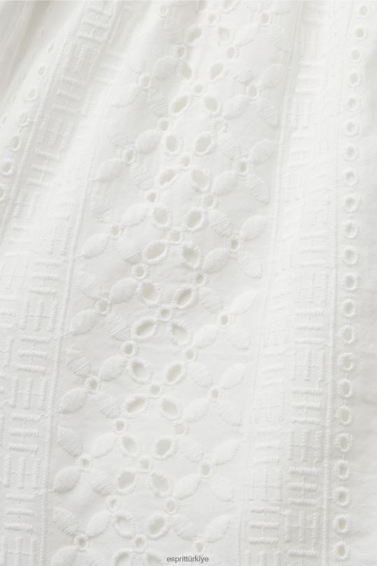 şort Esprit işlemeli şort, lenzing ecovero beyaz kadınlar FPP26211