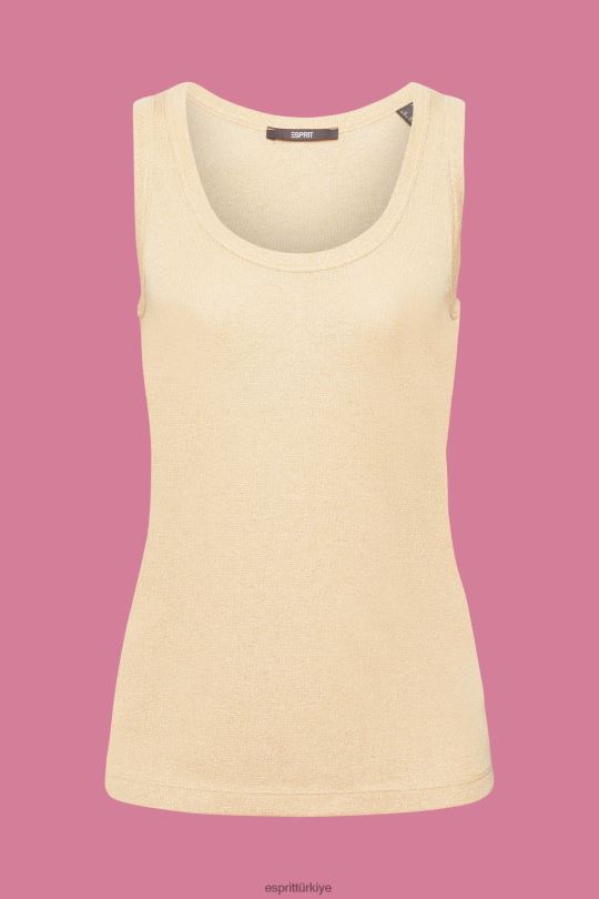 tankı Esprit kolsuz parıltılı üst altın kadınlar FPP26404