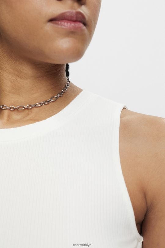 tankı Esprit nervürlü tank top Beyaz kapalı kadınlar FPP26301