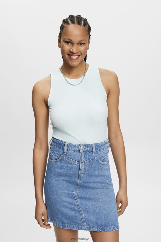 tankı Esprit nervürlü tank top açık su yeşili kadınlar FPP26303
