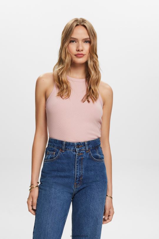 tankı Esprit nervürlü tank top eski pembe kadınlar FPP2614
