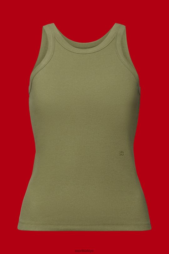 tankı Esprit nervürlü tank top zeytin kadınlar FPP26283