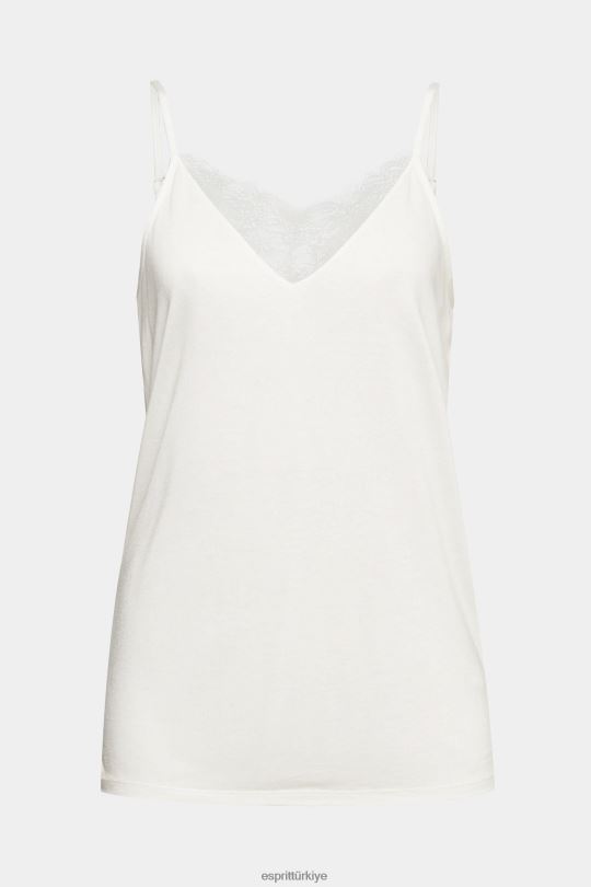 tepe Esprit dantelli üst, lenzing ecovero Beyaz kapalı kadınlar FPP26243