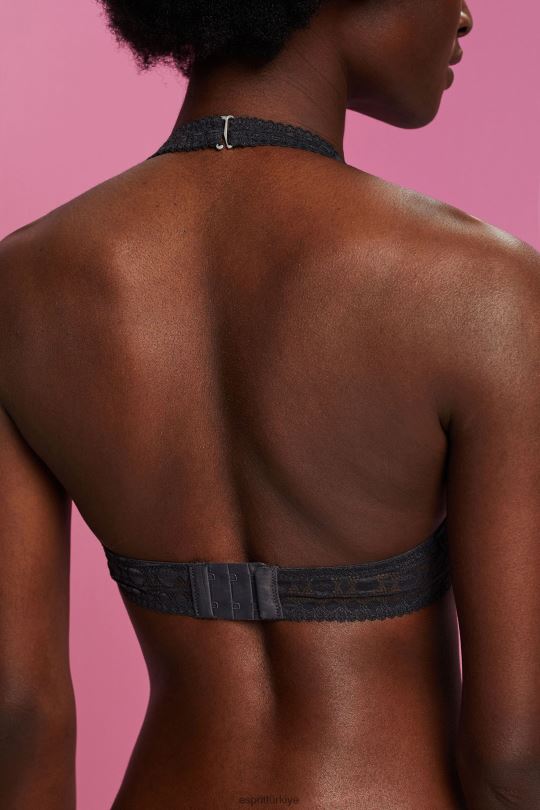 tepe Esprit geri dönüştürülmüş: boyundan bağlamalı dantelli yumuşak sütyen antrasit kadınlar FPP2677