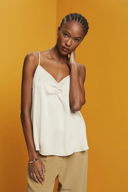 tepe Esprit saten askılı üst açık taupe kadınlar FPP26355