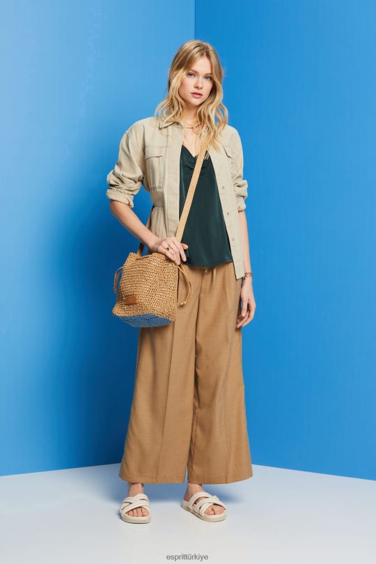 tepe Esprit saten askılı üst koyu turkuaz yeşili kadınlar FPP26356