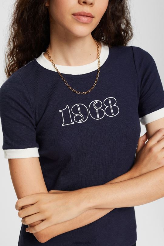 tişörtler Esprit baskı tişört Donanma kadınlar FPP26543