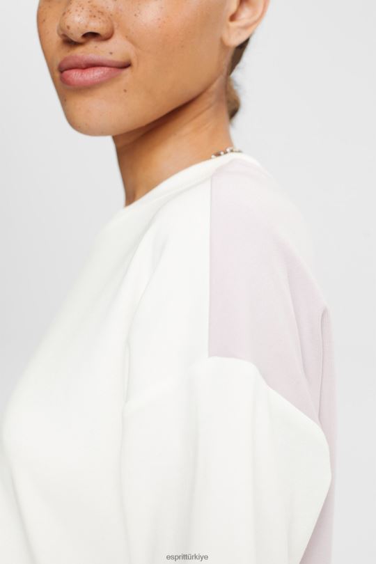 tişörtler Esprit iki renkli tişört Beyaz kapalı kadınlar FPP26393