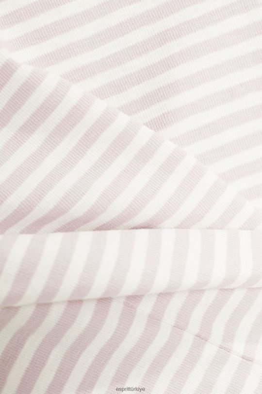tişörtler Esprit çizgili logolu tişört lavanta kadınlar FPP26538