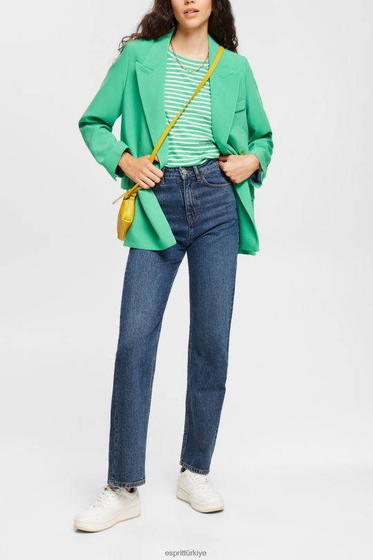 tişörtler Esprit çizgili tişört yeşil kadınlar FPP26373