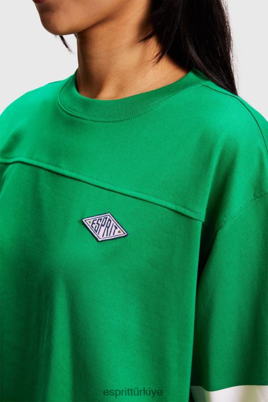 tişörtler Esprit kısaltılmış üniversite logolu ragbi tişörtü Zümrüt yeşili kadınlar FPP26413