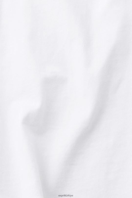 tişörtler Esprit logo işlemeli pamuklu tişört beyaz kadınlar FPP26147