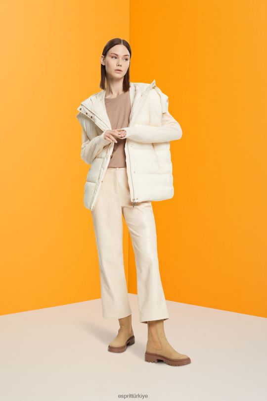 tişörtler Esprit pamuklu bisiklet yaka tişört boz kahverengi kadınlar FPP26457