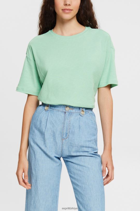 tişörtler Esprit tişört pastel yeşil kadınlar FPP26546