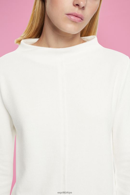 tişörtü ve kapüşonlular Esprit dik yaka sweatshirt, pamuk karışımlı Beyaz kapalı kadınlar FPP26446