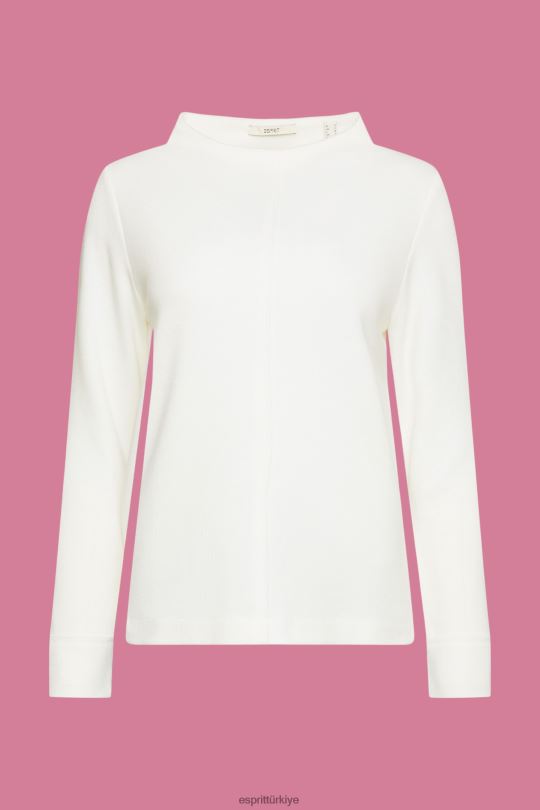 tişörtü ve kapüşonlular Esprit dik yaka sweatshirt, pamuk karışımlı Beyaz kapalı kadınlar FPP26446
