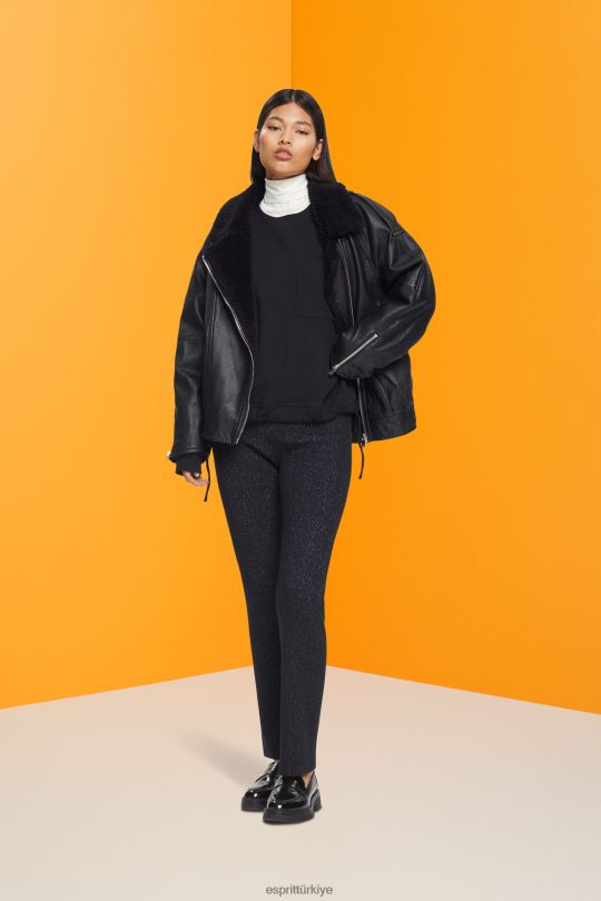 tişörtü ve kapüşonlular Esprit etek kısmı büzgülü sweatshirt siyah kadınlar FPP26401