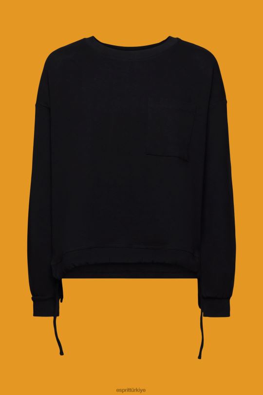 tişörtü ve kapüşonlular Esprit etek kısmı büzgülü sweatshirt siyah kadınlar FPP26401