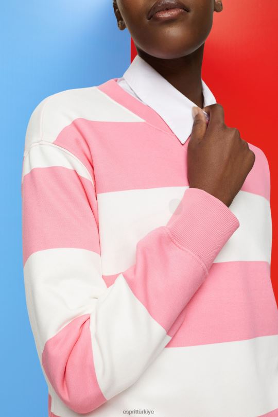 tişörtü ve kapüşonlular Esprit çizgili kazak pembe kadınlar FPP26402