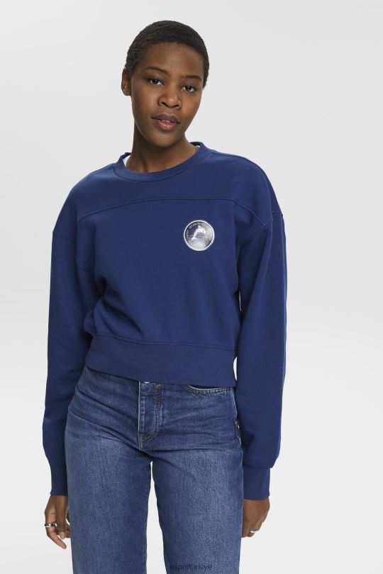 tişörtü ve kapüşonlular Esprit kırpılmış kazak mürekkep kadınlar FPP26155