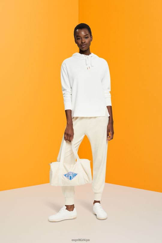 tişörtü ve kapüşonlular Esprit logo baskılı kapüşonlu svetşört Beyaz kapalı kadınlar FPP26558