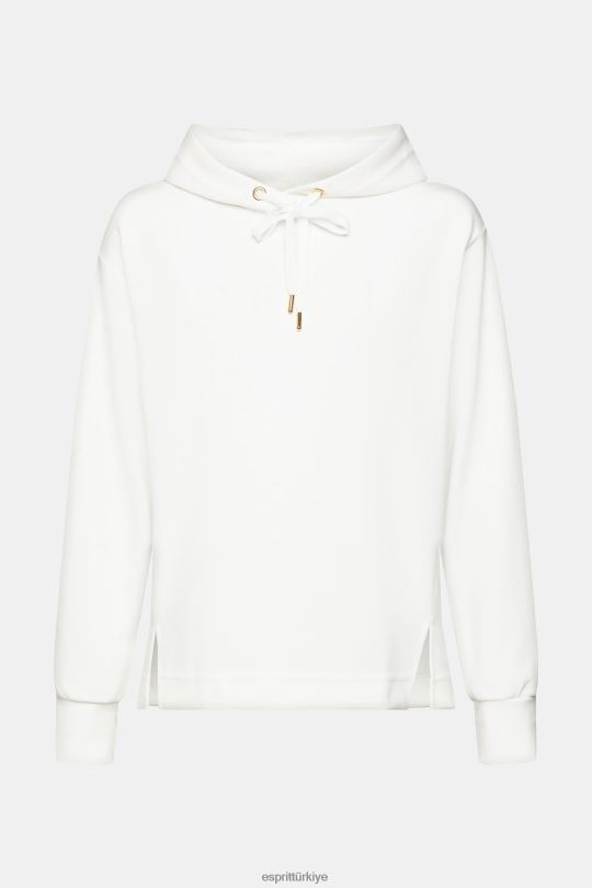 tişörtü ve kapüşonlular Esprit logo baskılı kapüşonlu svetşört Beyaz kapalı kadınlar FPP26558