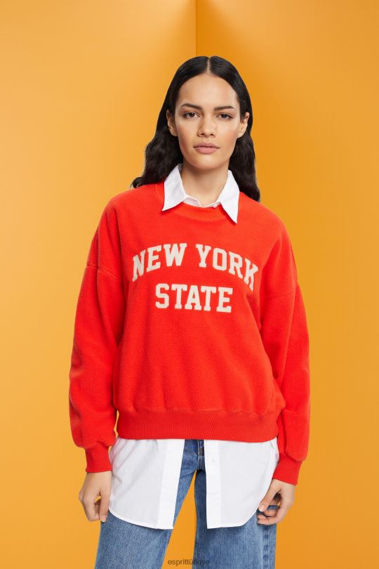 tişörtü ve kapüşonlular Esprit teddy borg kazak üniversite kazak kırmızı kadınlar FPP26323