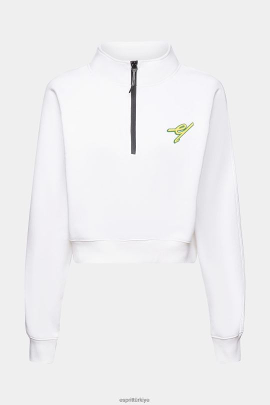 tişörtü ve kapüşonlular Esprit yarım fermuarlı sweatshirt beyaz kadınlar FPP26159