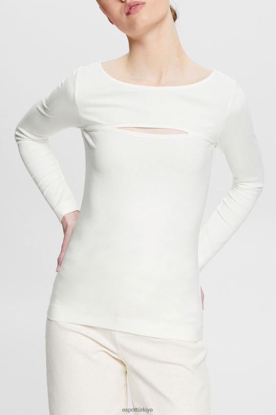 Uzun kollu Esprit kesilmiş üst Beyaz kapalı kadınlar FPP26531
