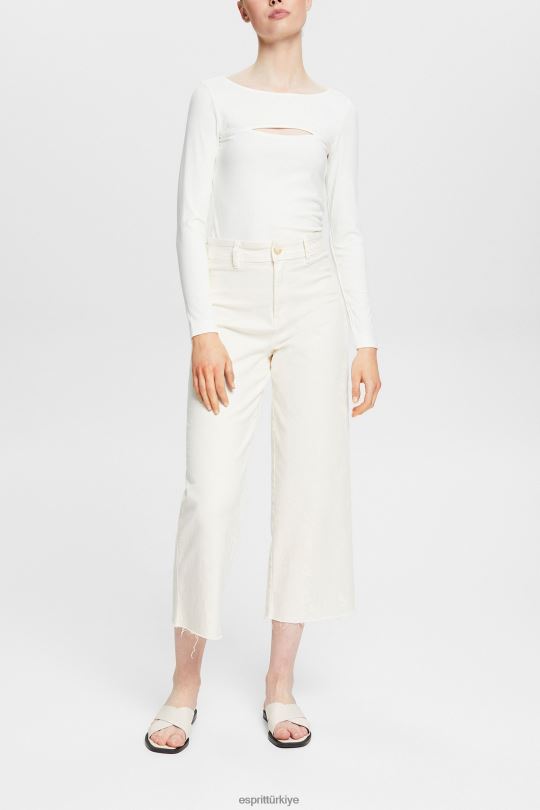 Uzun kollu Esprit kesilmiş üst Beyaz kapalı kadınlar FPP26531